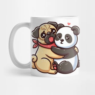 Panda and Pug Hugging Mug